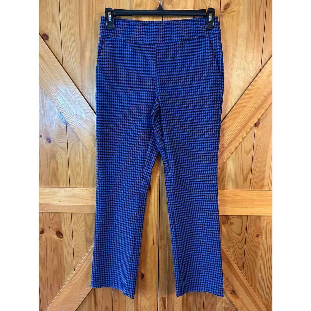 Eric Casual Straight Leg Blue Black Houndstooth Pants Size Small NWT (8735)